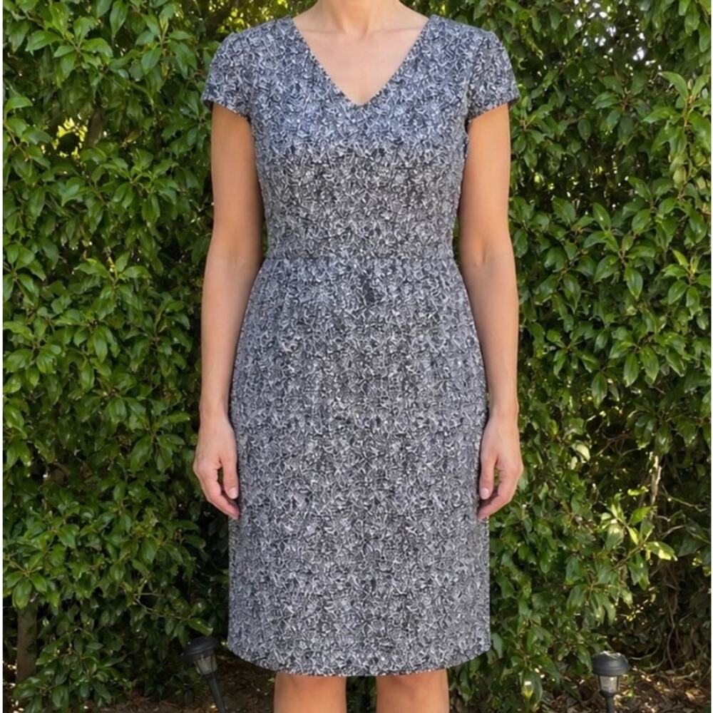New With Tags Betsey Johnson Silver Black Metallic Cap Sleeve  Dress Women’s 12